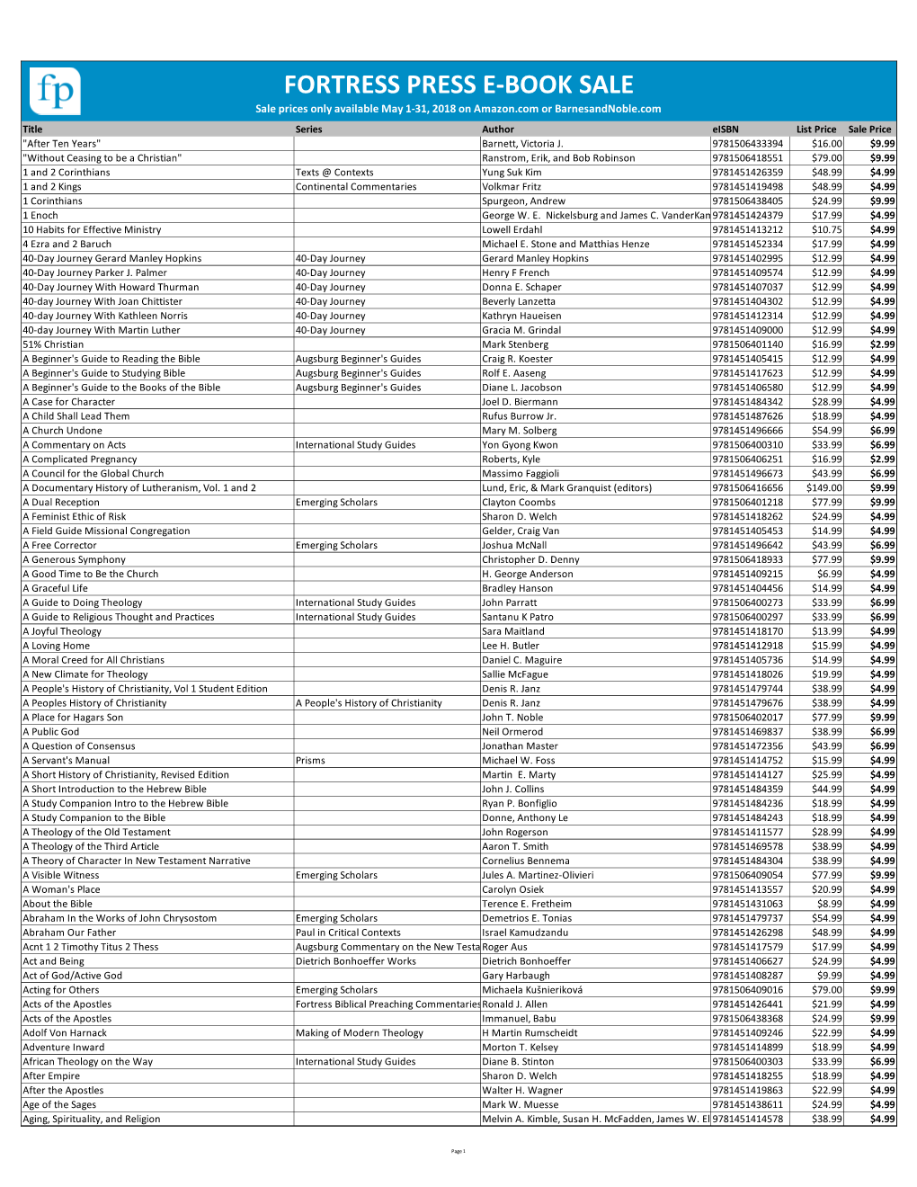 FP Spring 2018 List FOR