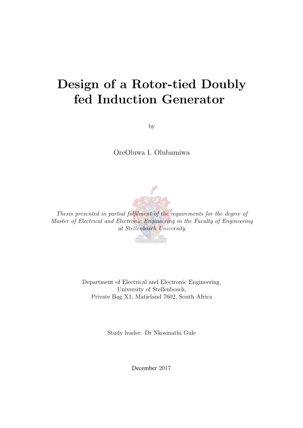 Design of a Rotor-Tied Doubly Fed Induction Generator