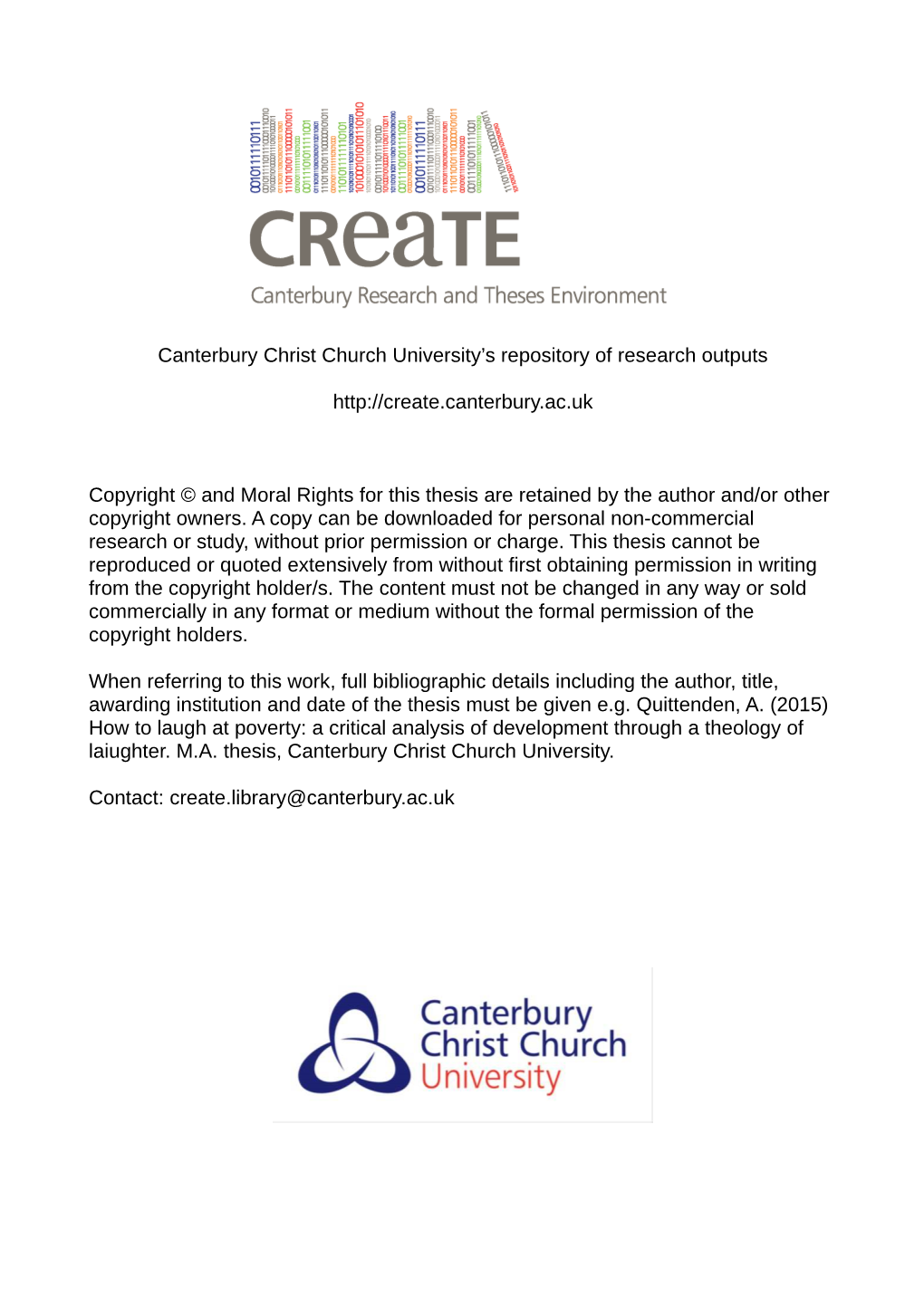 Canterbury Christ Church University's Repository of Research Outputs