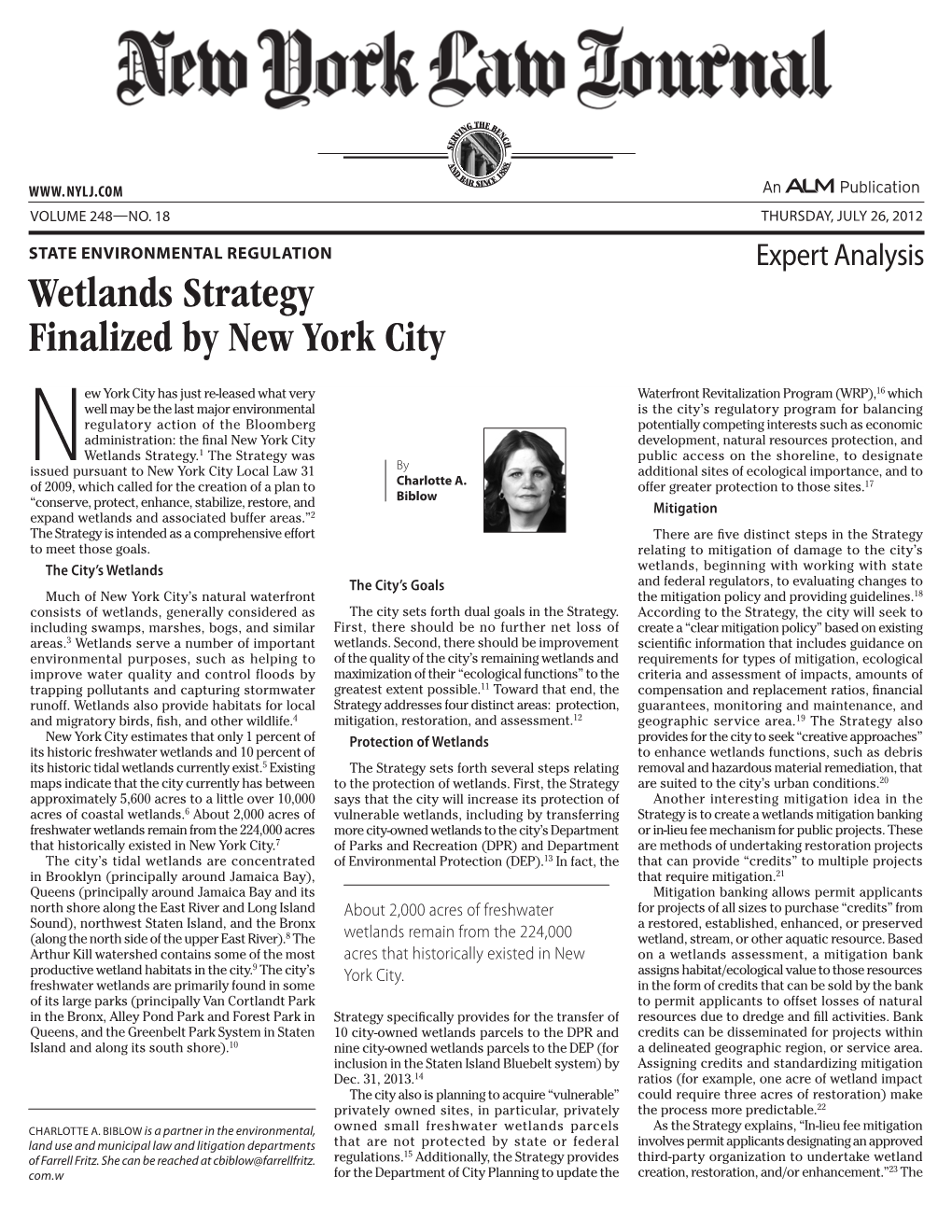 Wetlands Strategy Finalized by New York City