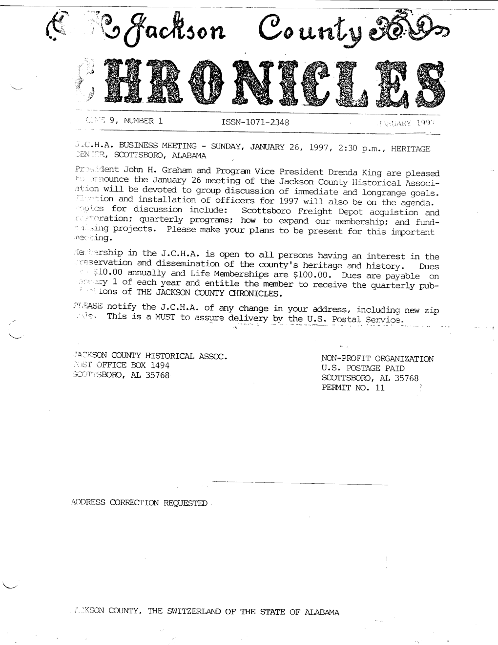 1997, 2:30 P.M., HERITAGE DEAN 733., SCOTTSBORO, ALABAMA Pr? Iient John H