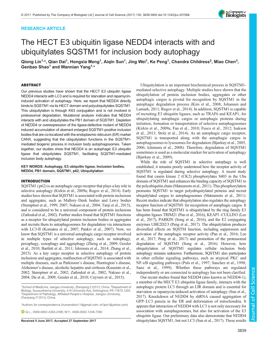 The HECT E3 Ubiquitin Ligase NEDD4 Interacts with and Ubiquitylates