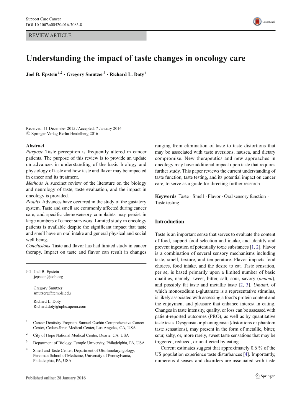 Understanding the Impact of Taste Changes in Oncology Care