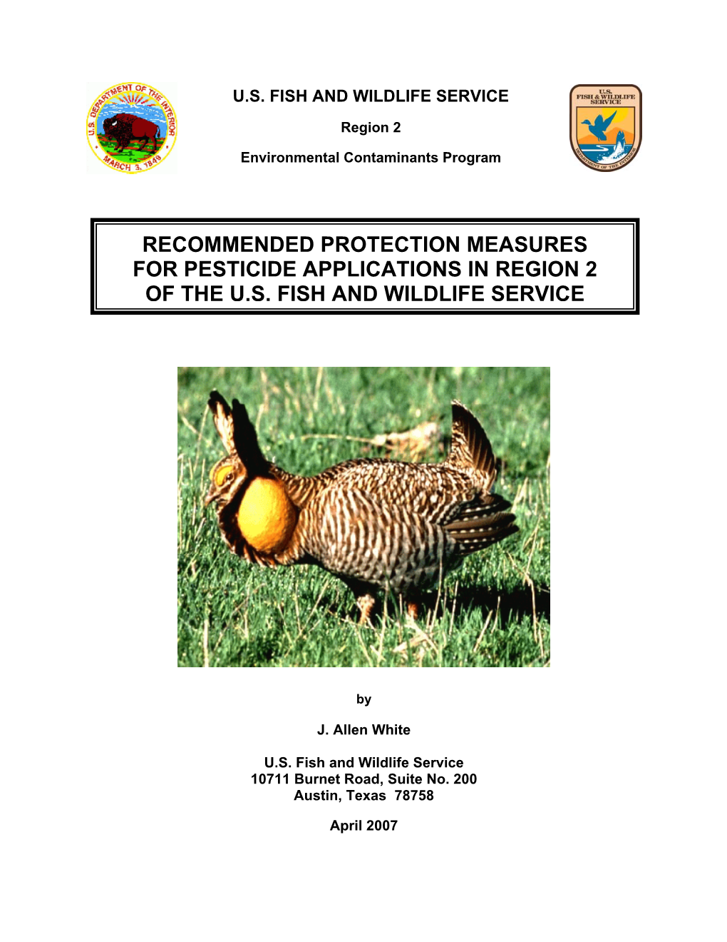 Recommended Protection Measures for Pesticide Applications in Region 2 of the U.S. Fish and Wildlife Service