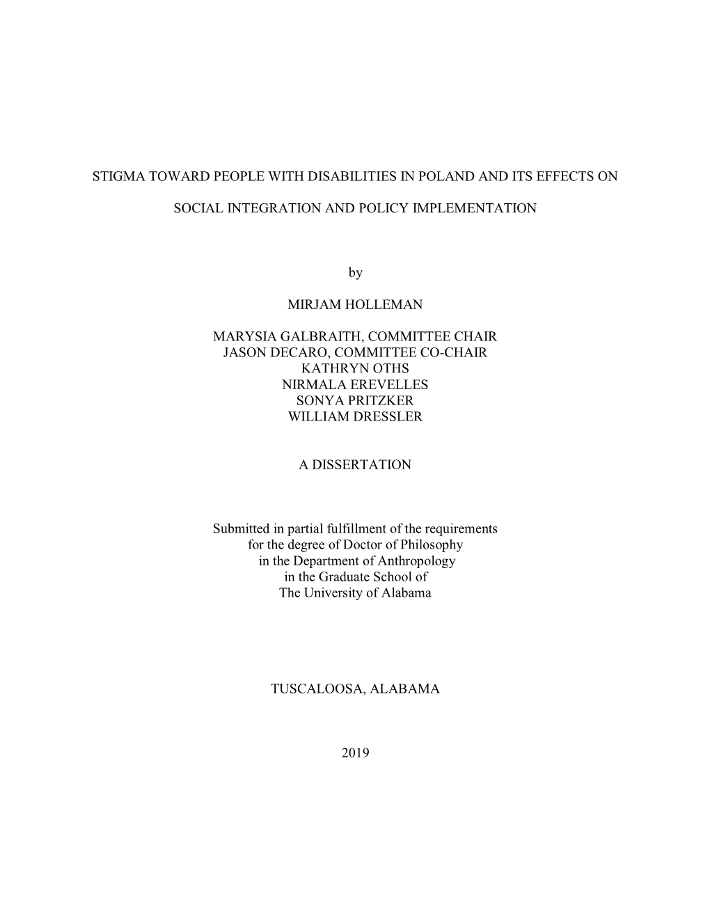 Stigma Toward People with Disabilities in Poland and Its Effects On