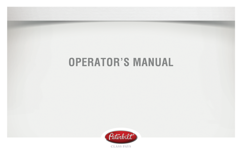 Operator's Manual Vehicle in Cold Weather Conditions