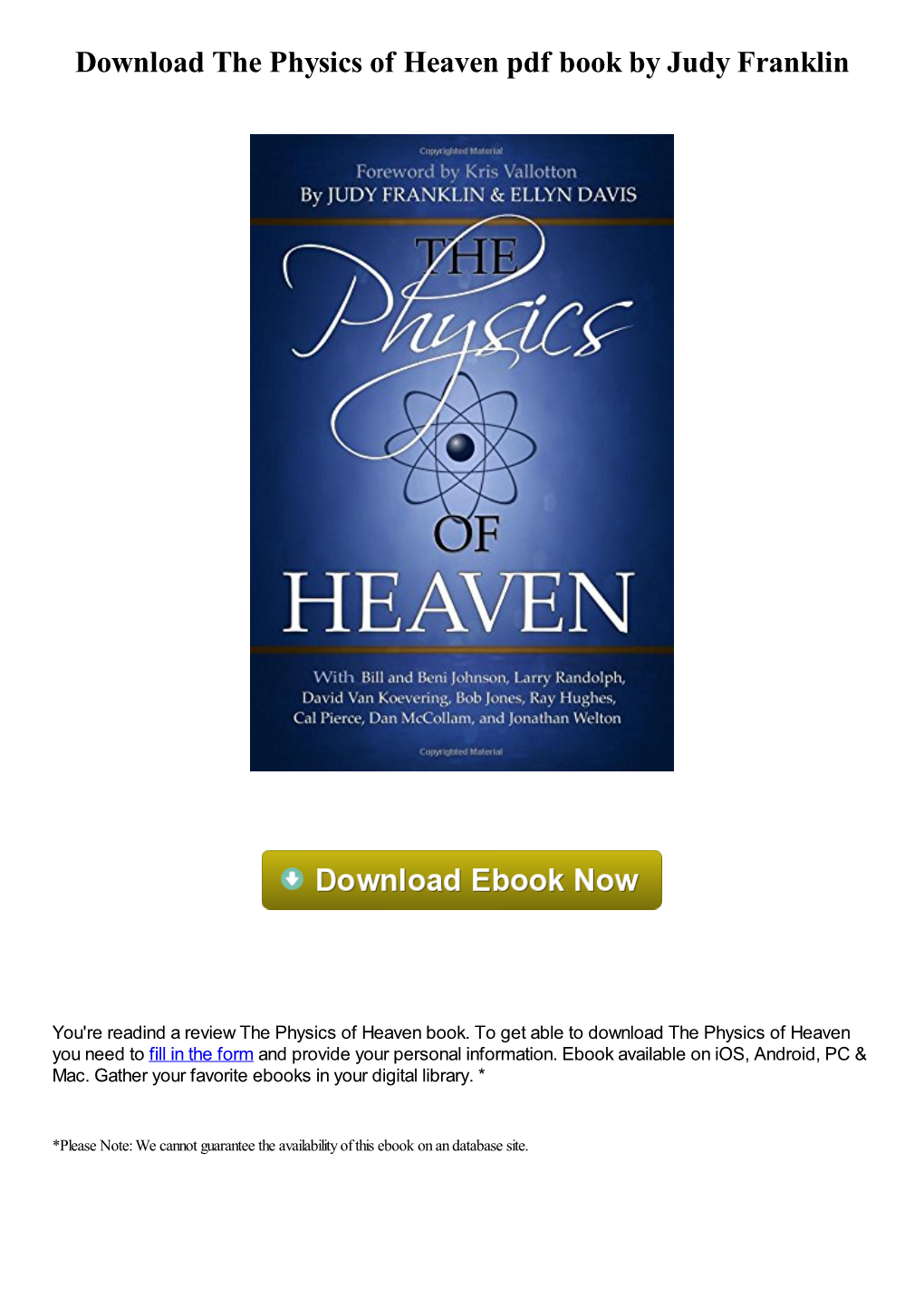 Download the Physics of Heaven Pdf Book by Judy Franklin