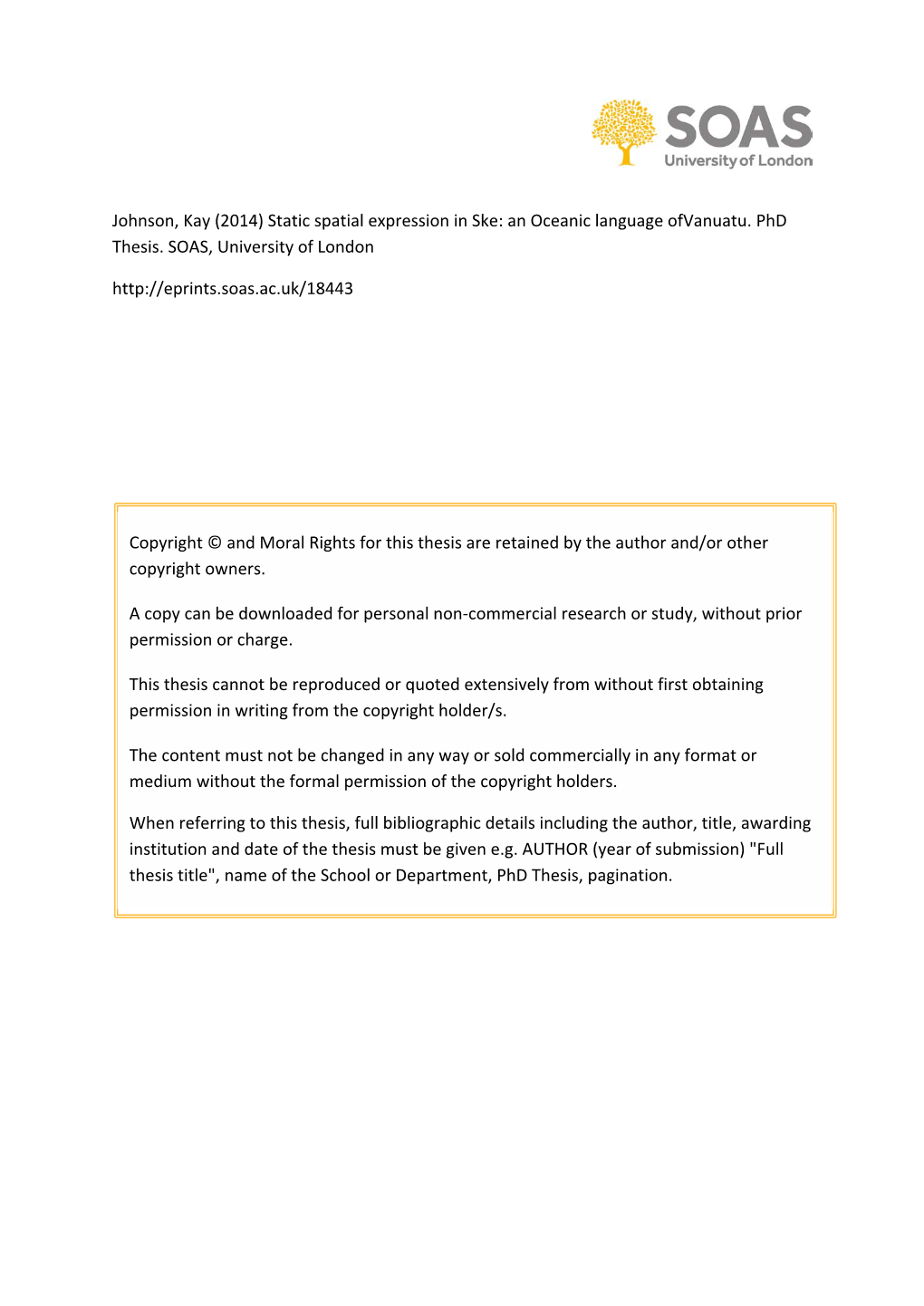 Static Spatial Expression in Ske: an Oceanic Language Ofvanuatu