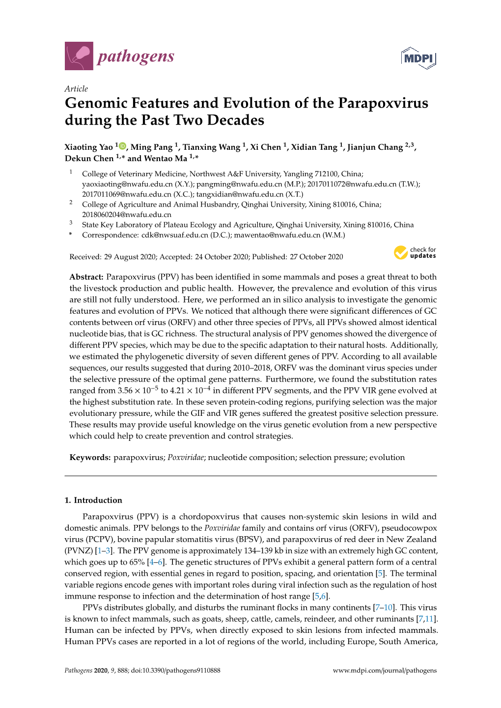 Genomic Features and Evolution of the Parapoxvirus During the Past Two Decades