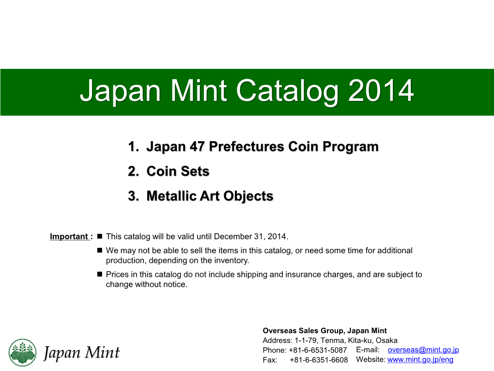 Japan Mint Catalog 2014