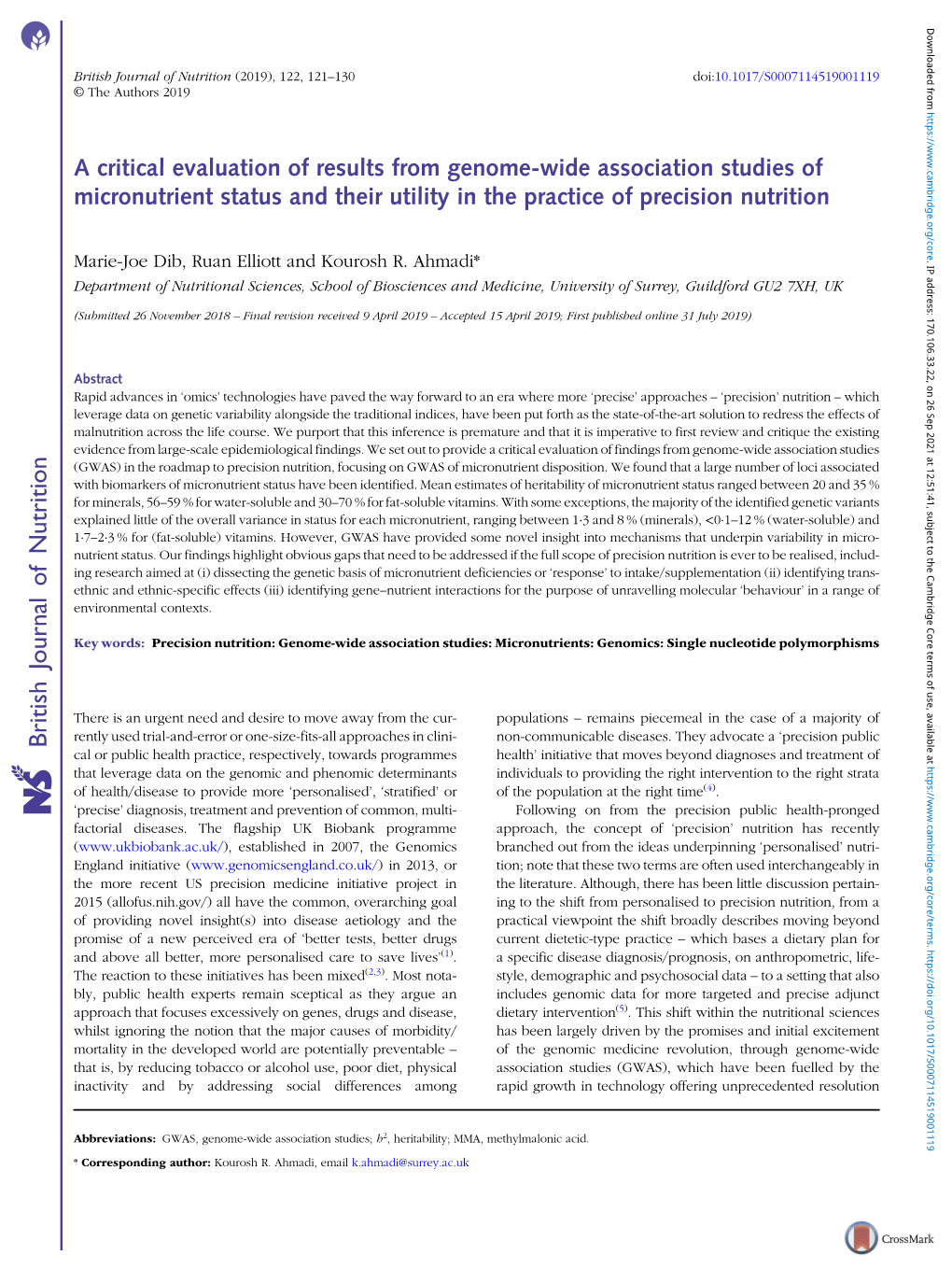 A Critical Evaluation of Results from Genome-Wide Association Studies of Micronutrient Status and Their Utility in the Practice of Precision Nutrition