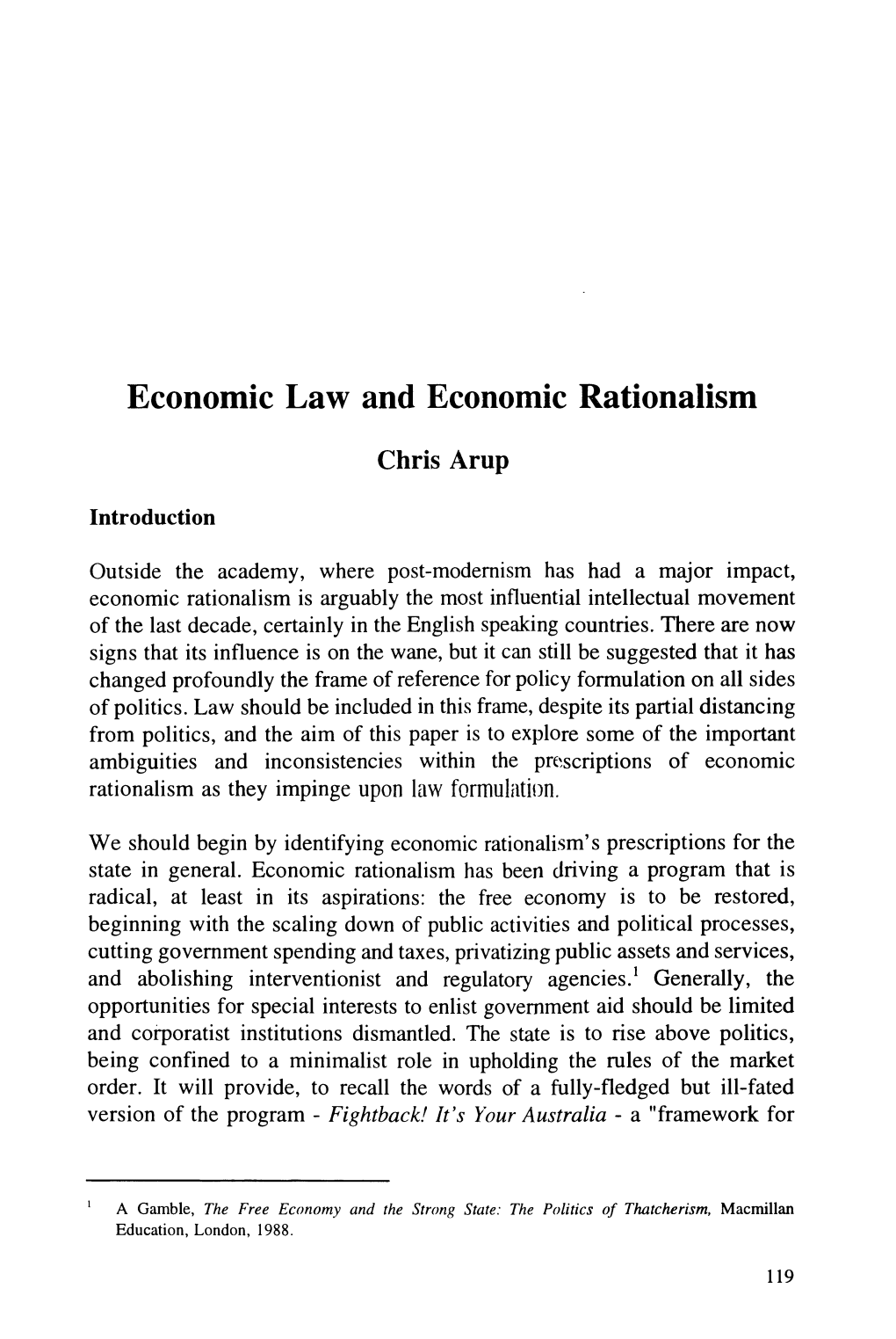 Economic Law and Economic Rationalism