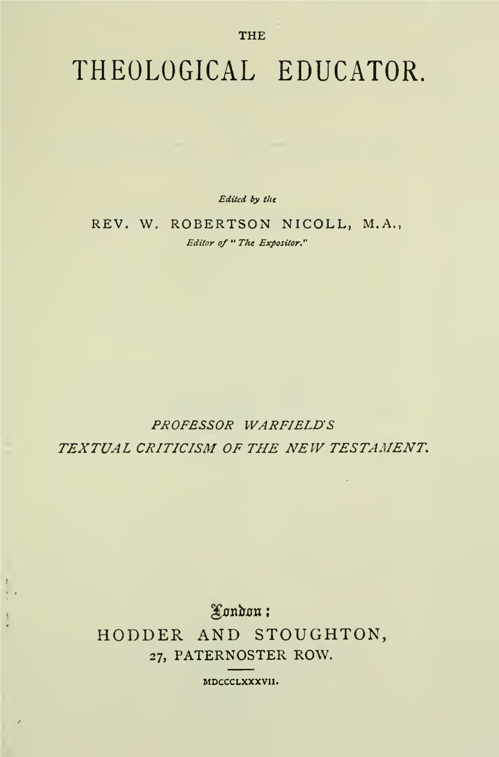 An Introduction to the Textual Criticism of the New Testament