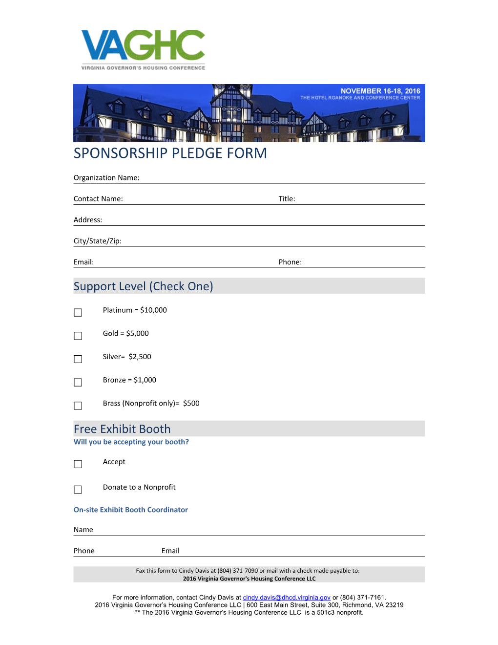 Sponsorship Pledge Form