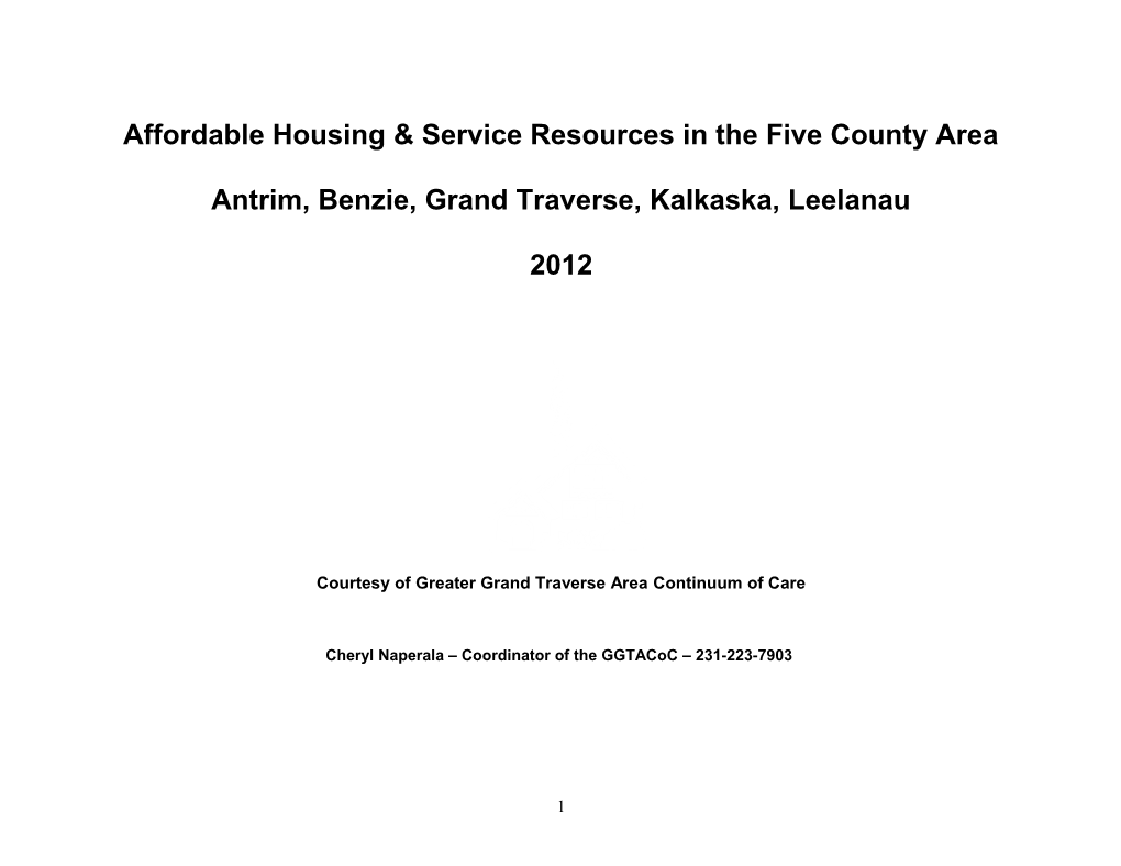 Affordable Housing Resources in the Five County Area - 2004