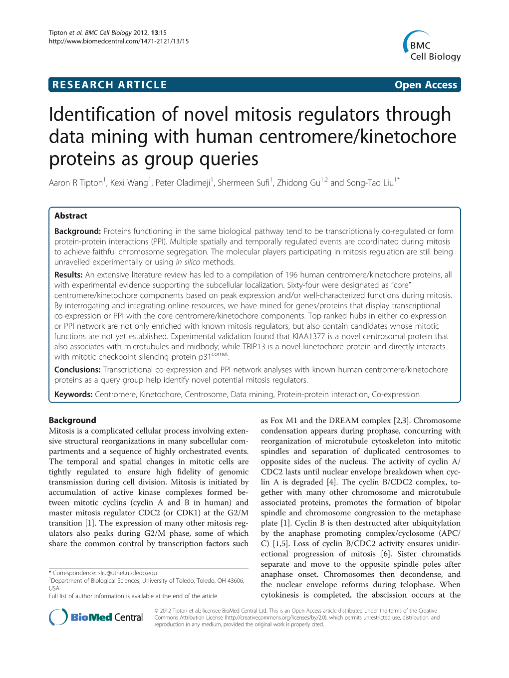 Identification of Novel Mitosis Regulators Through Data Mining With