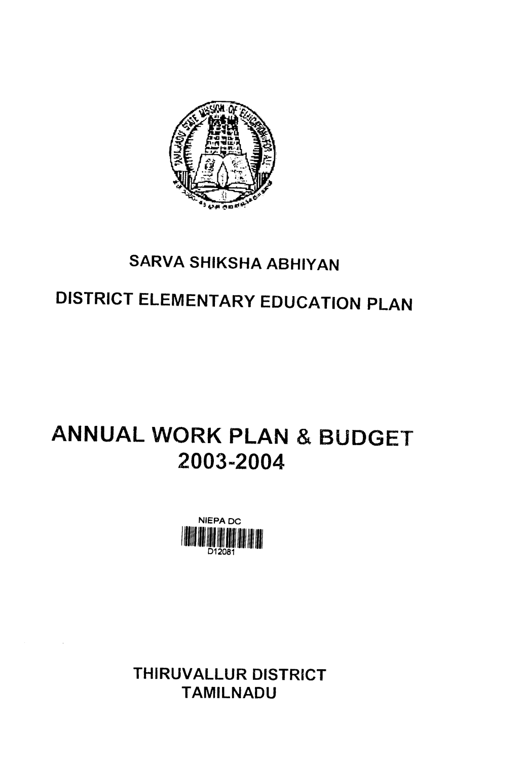 Annual Work Plan & Budget 2003-2004