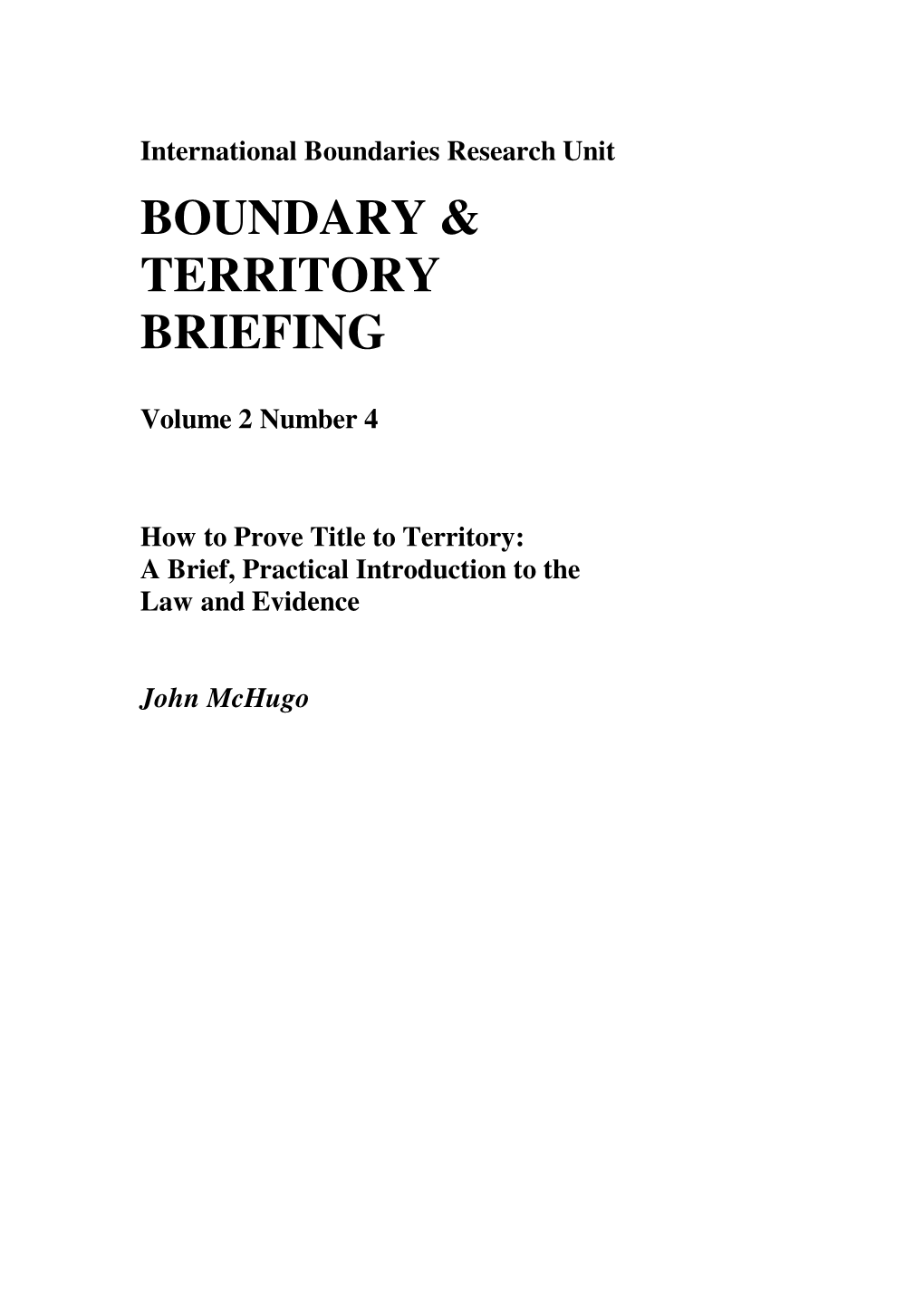 Boundary & Territory Briefing