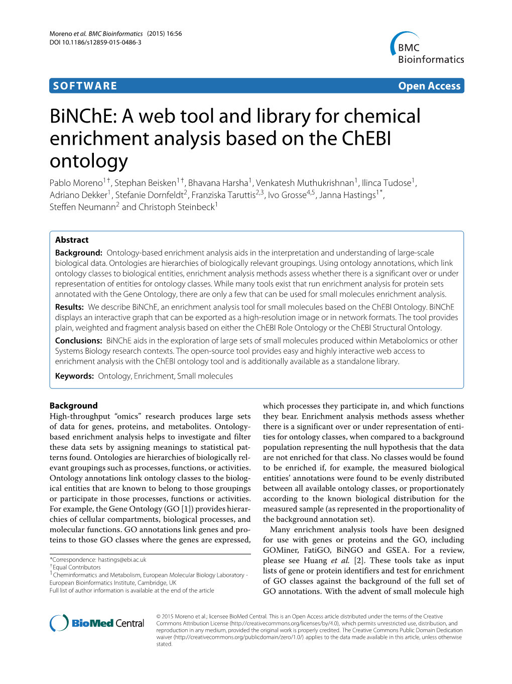 A Web Tool and Library for Chemical Enrichment Analysis Based on The