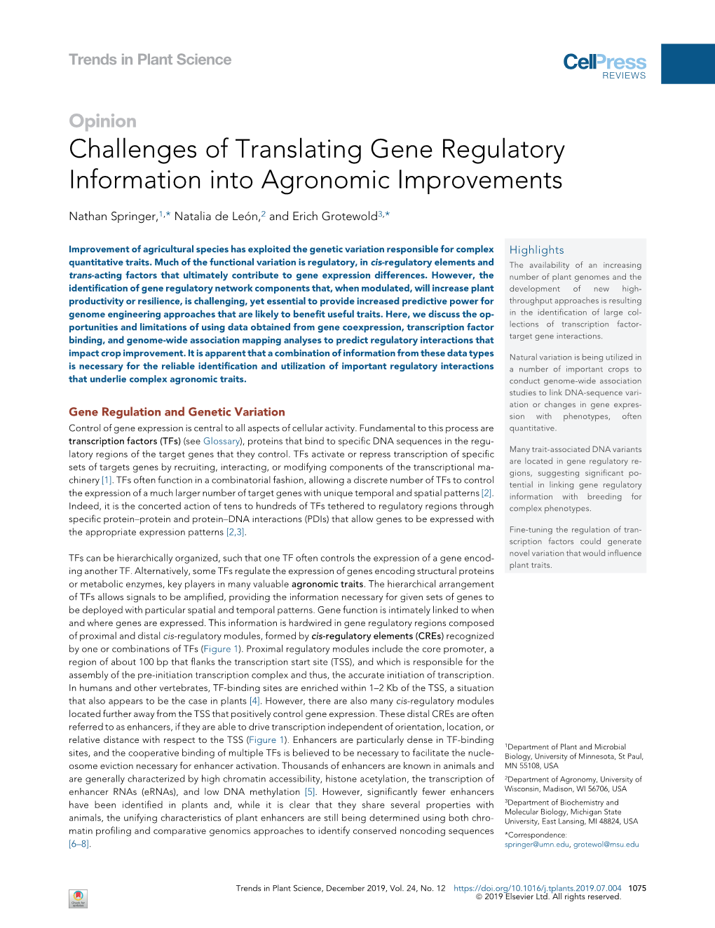 Challenges of Translating Gene Regulatory Information Into Agronomic Improvements