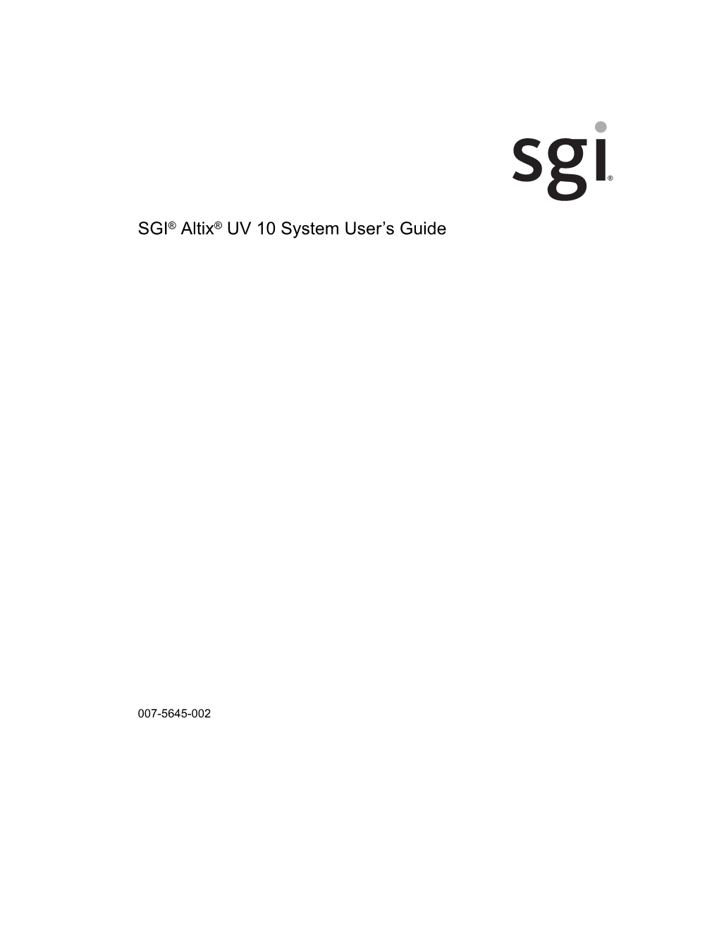 SGI® Altix® UV 10 System User's Guide