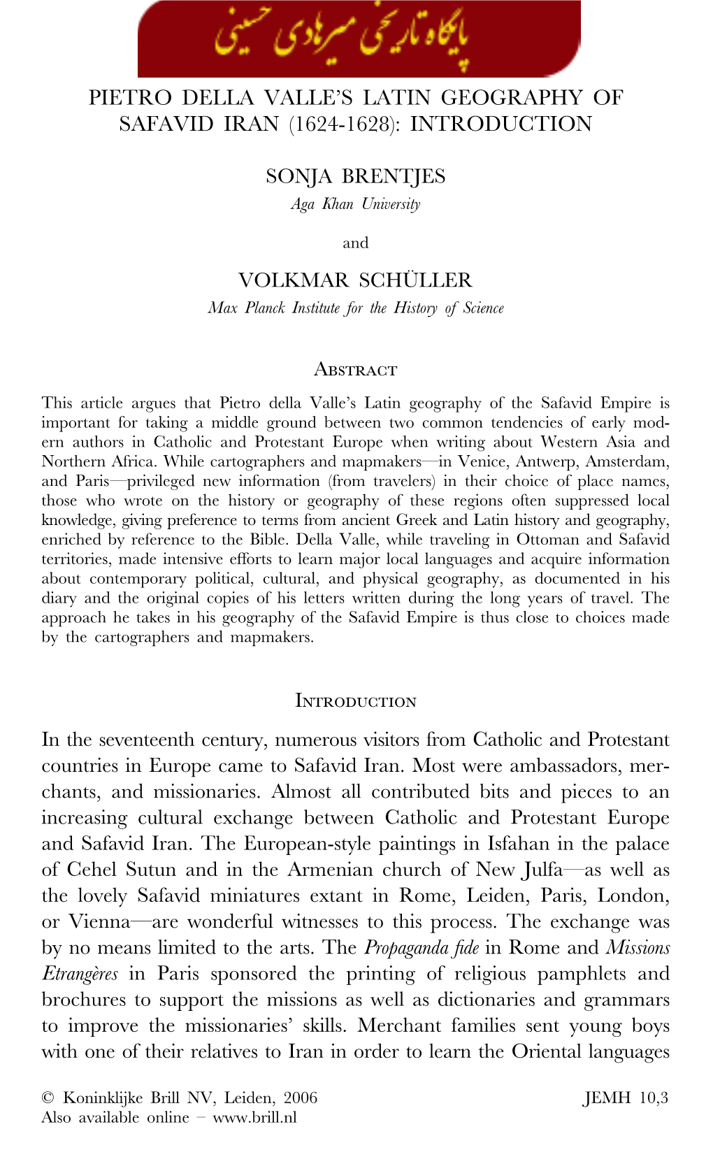 Pietro Della Valle's Latin Geography of Safavid Iran