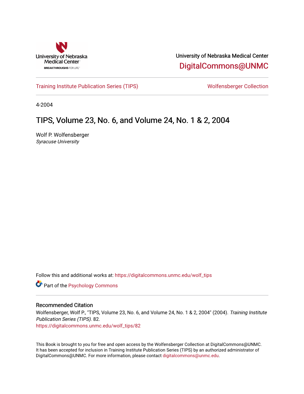 TIPS, Volume 23, No. 6, and Volume 24, No. 1 & 2, 2004