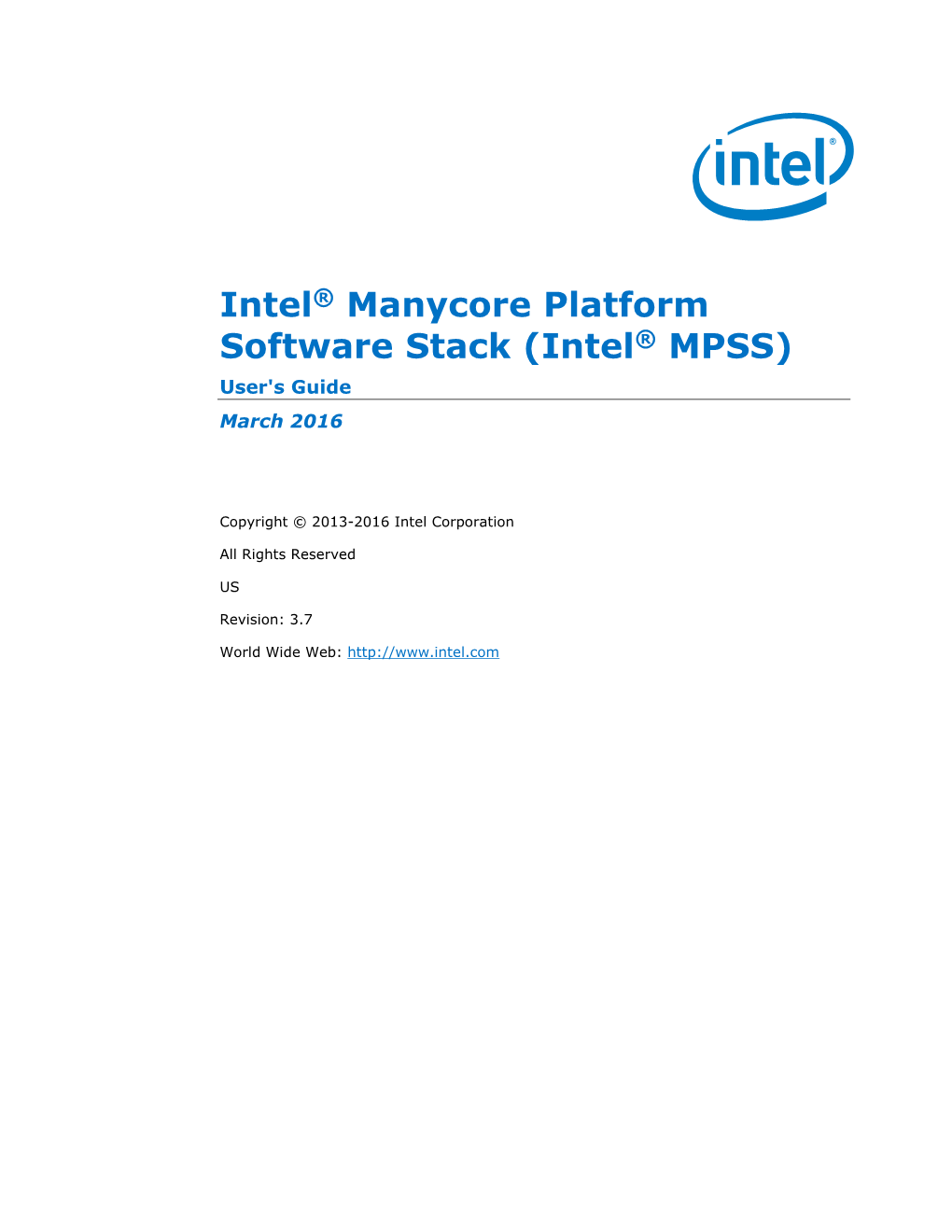 Intel® Manycore Platform Software Stack (Intel® MPSS) User's Guide March 2016