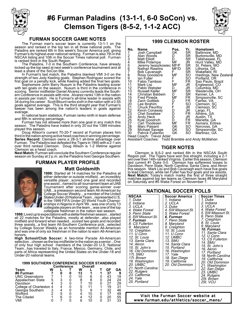 Furman-Clemson Game Notes (.Pdf)