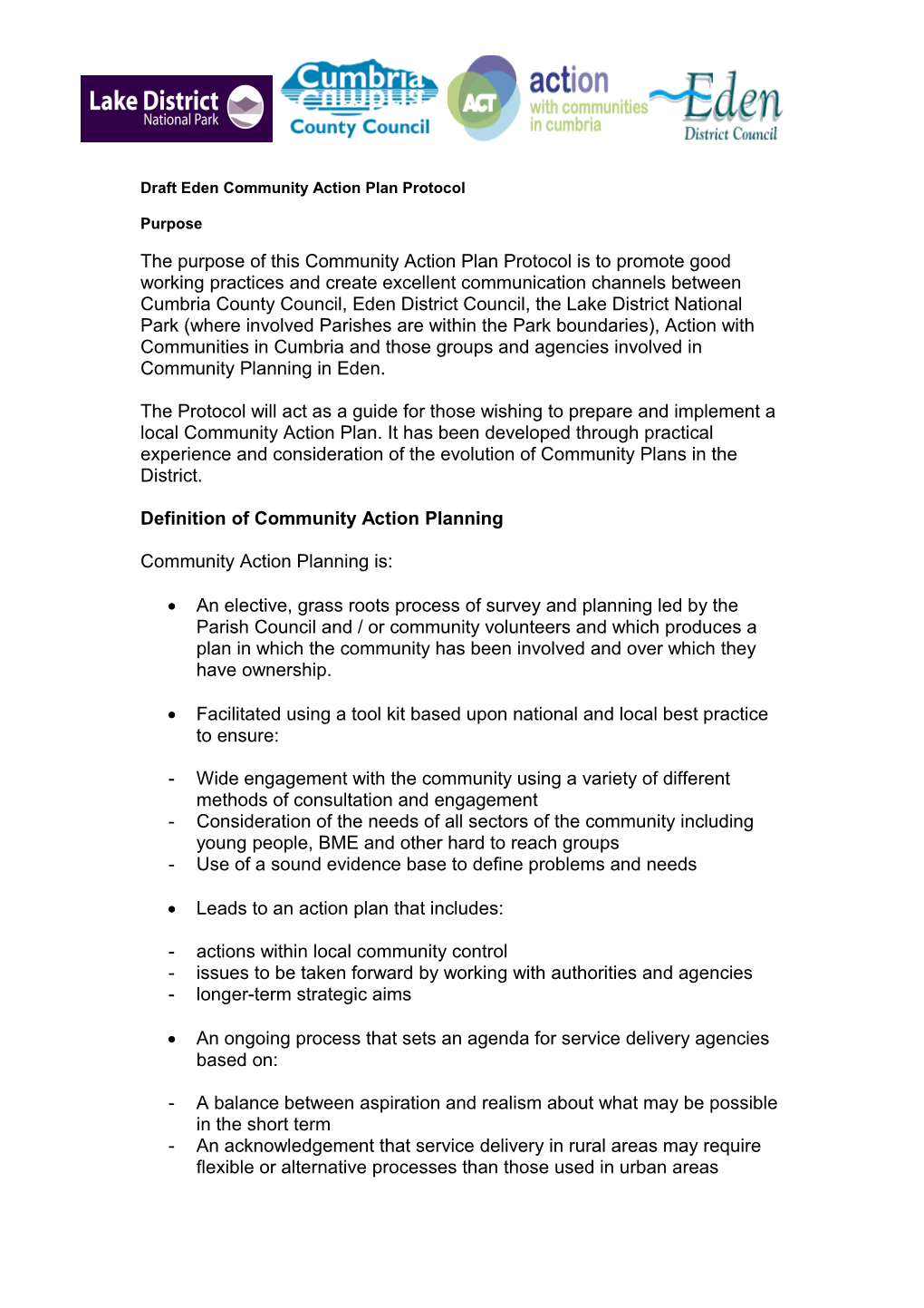 Draft Eden Community Action Plan Protocol