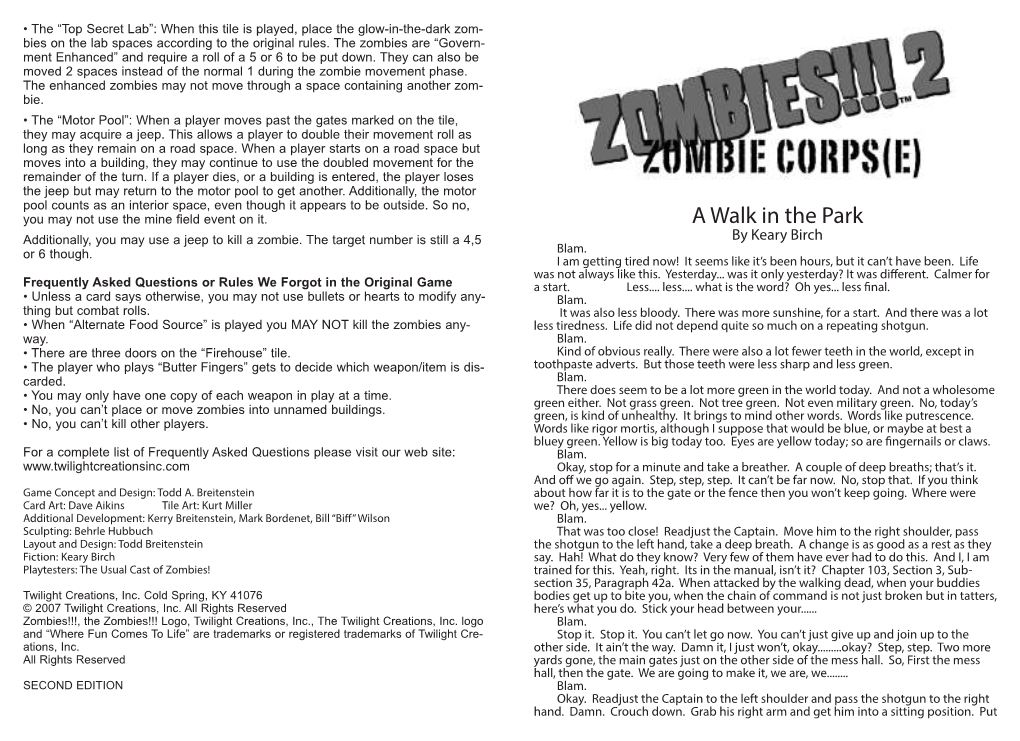 2: Zombie Corps(E) Rulebook