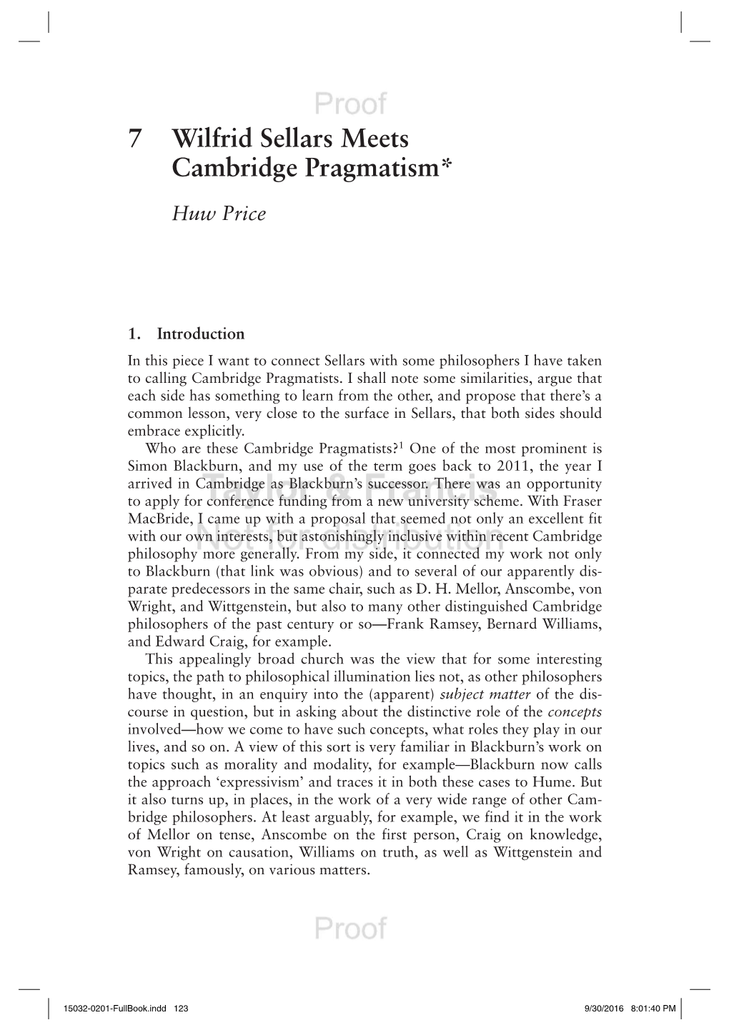 7 Wilfrid Sellars Meets Cambridge Pragmatism*