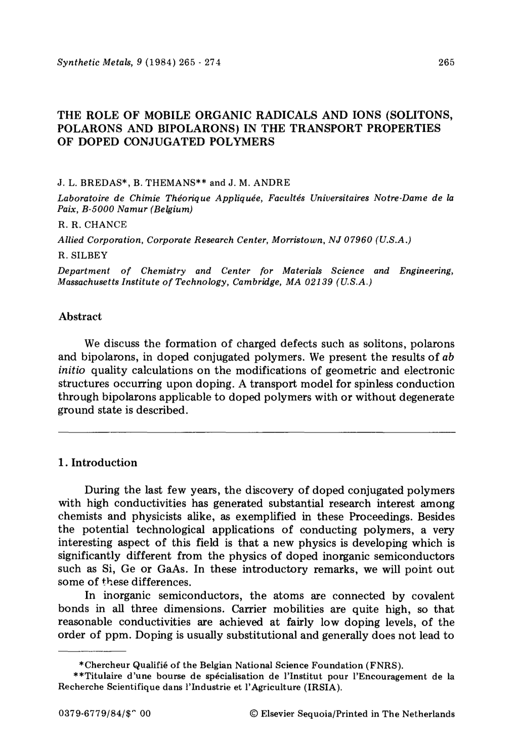 Solitons, Polarons and Bipolarons) in the Transport Properties of Doped Conjugated Polymers