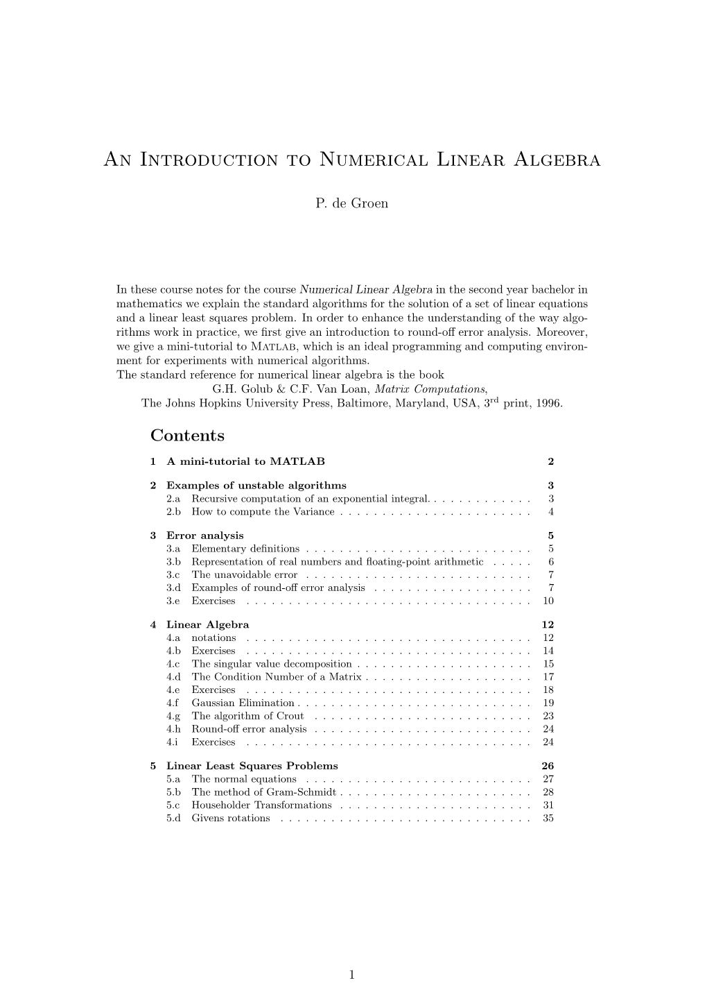 An Introduction to Numerical Linear Algebra