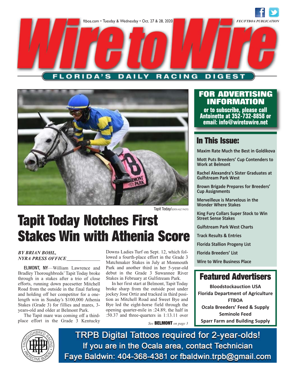 Tapit Today Notches First Stakes Win with Athenia Score