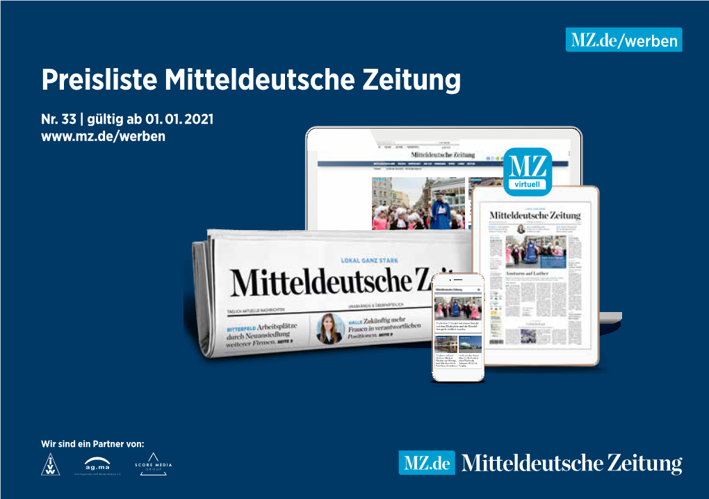 Preisliste Mitteldeutsche Zeitung