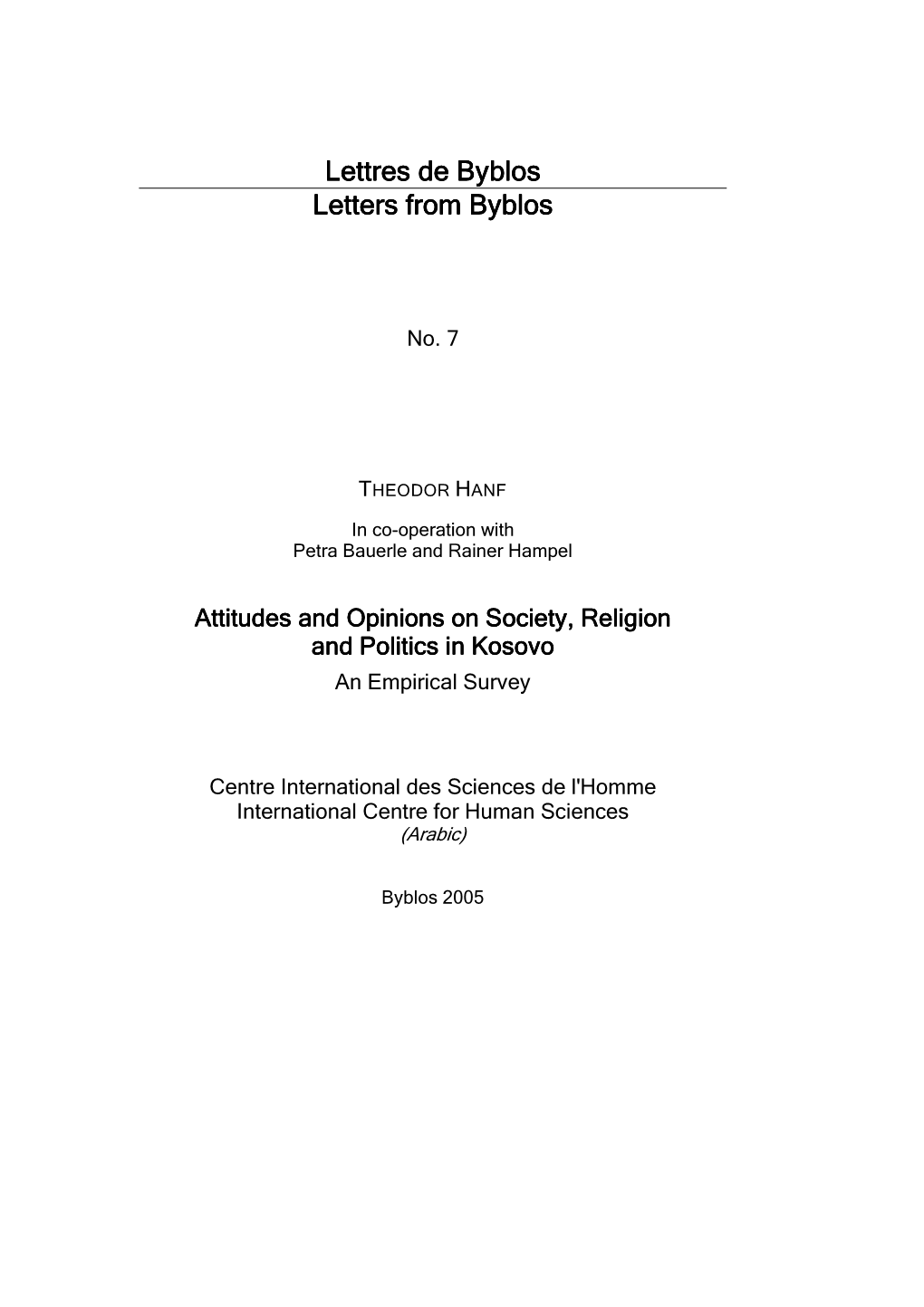 Lettres De Byblos Lettres De Byblos Letters from Byblos Letters From