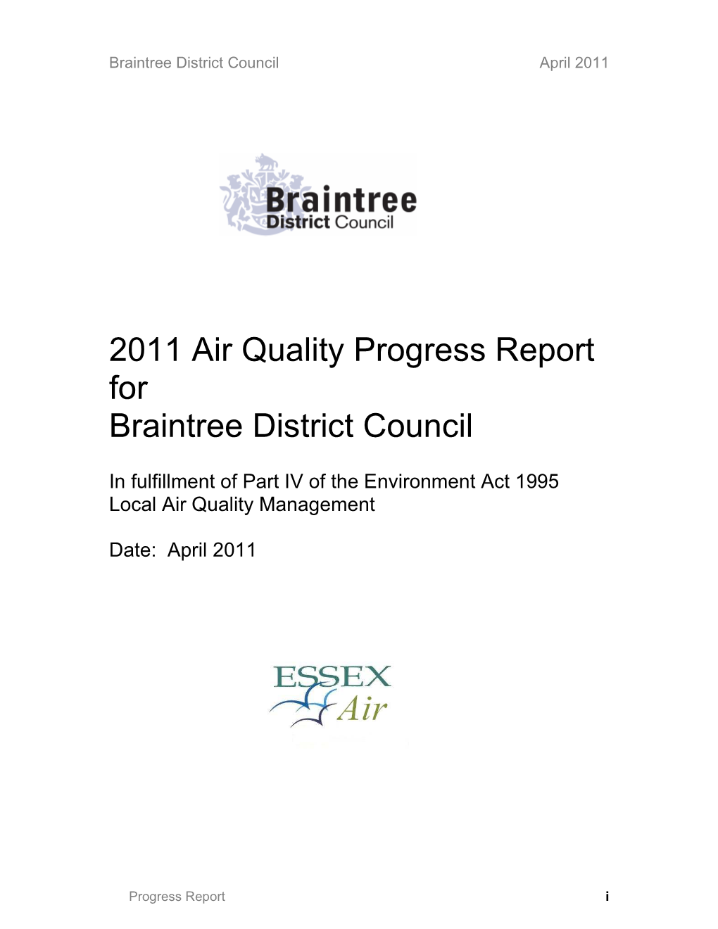 2011 Air Quality Progress Report for Braintree District Council