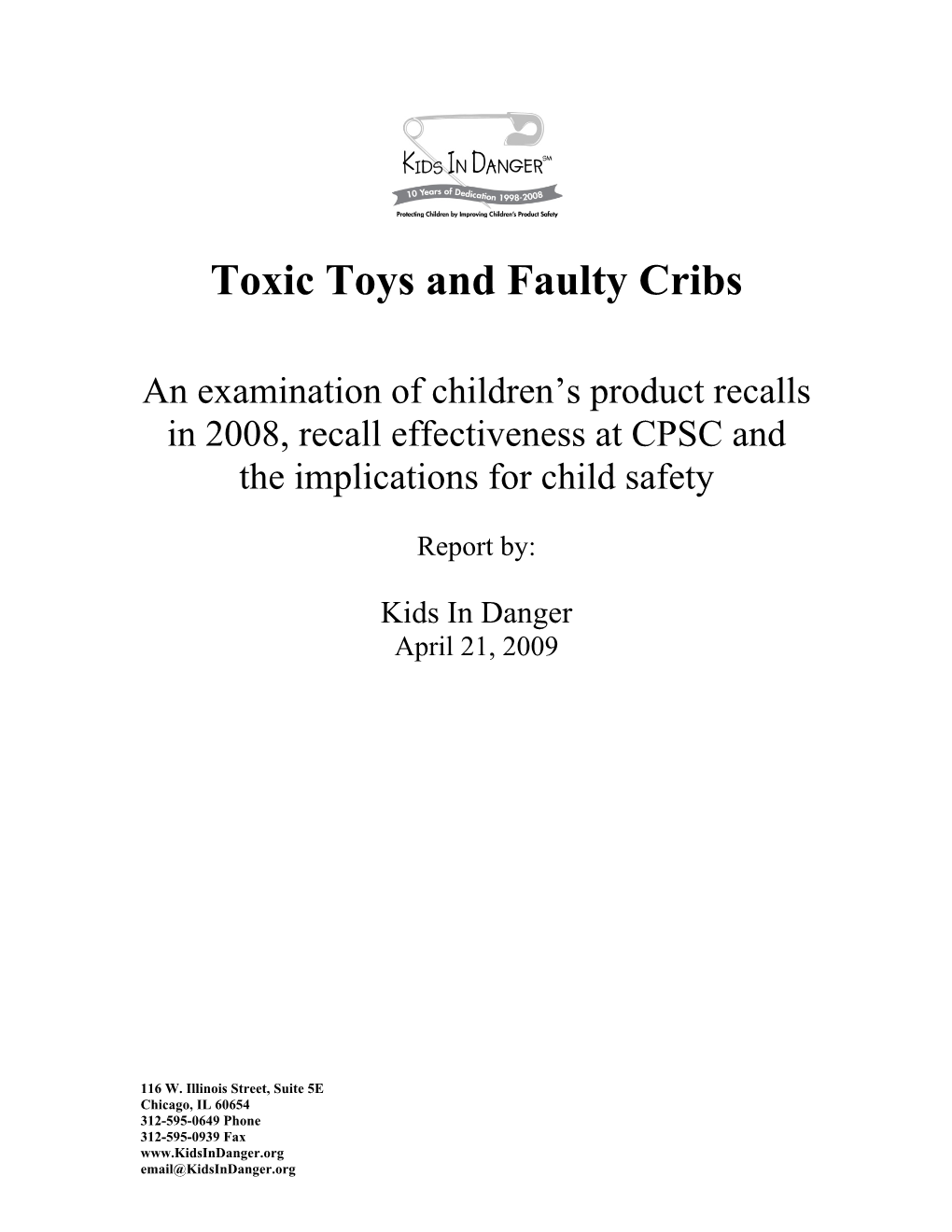 Toxic Toys and Faulty Cribs