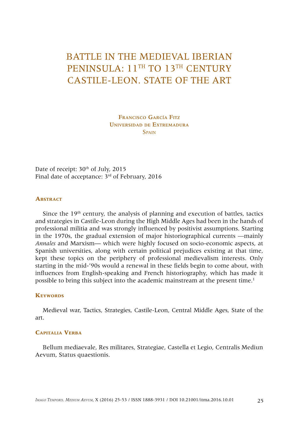 11Th to 13Th Century Castile-Leon. State of the Art