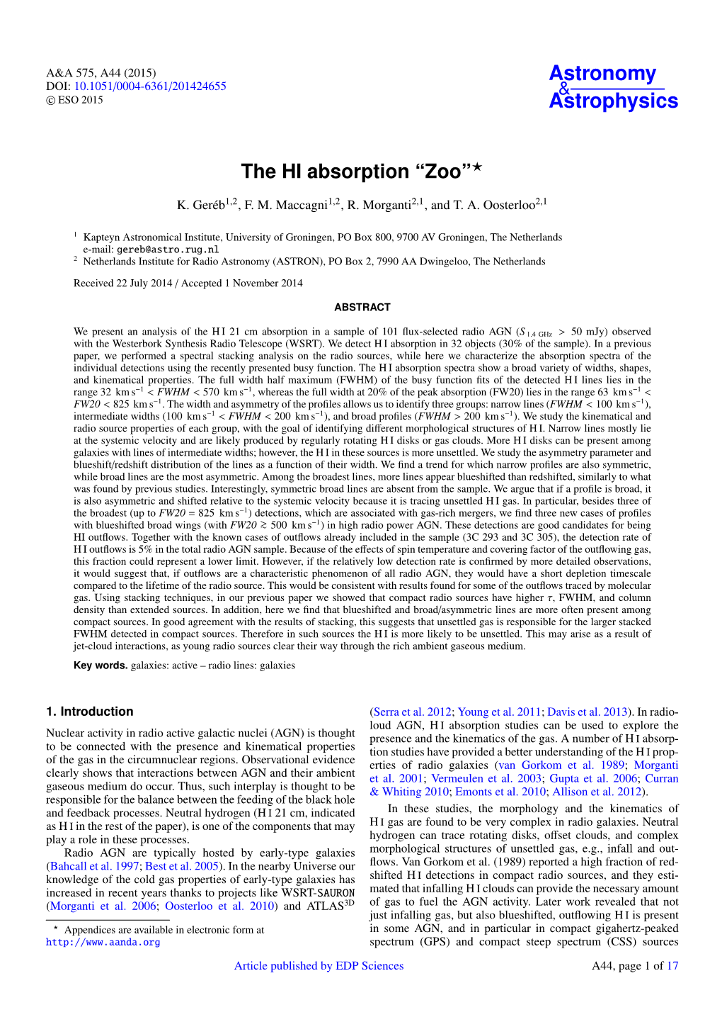 The HI Absorption “Zoo”?