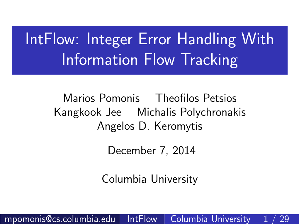 Intflow: Integer Error Handling with Information Flow Tracking