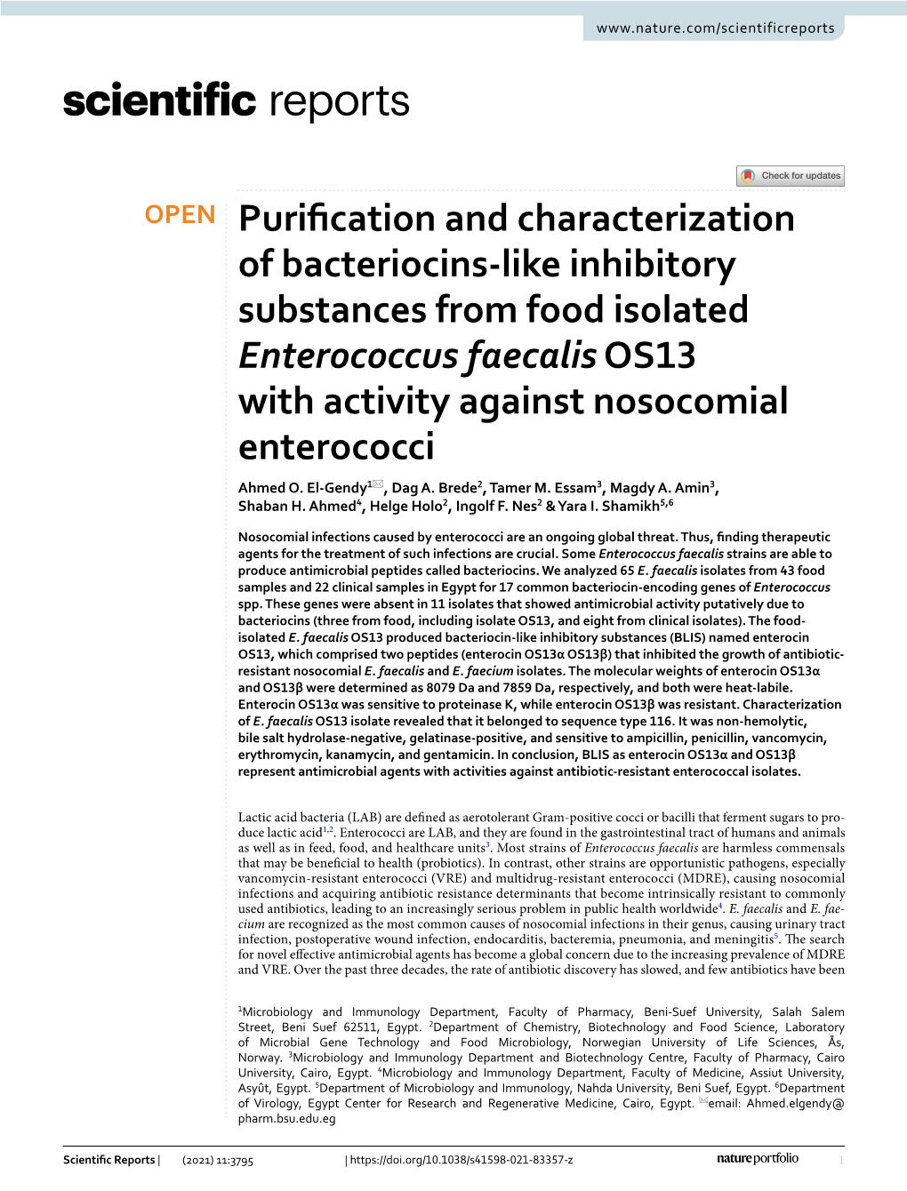 Purification and Characterization of Bacteriocins-Like Inhibitory