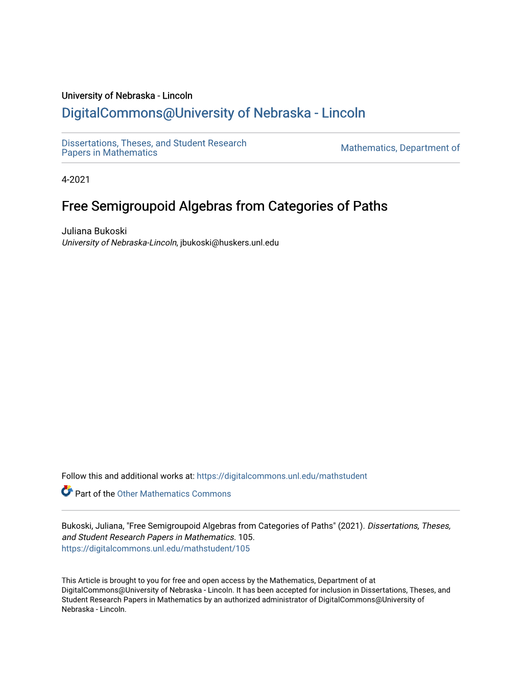 Free Semigroupoid Algebras from Categories of Paths