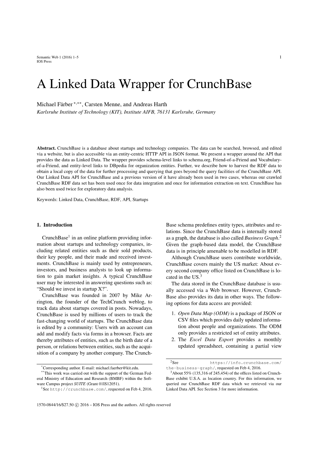 A Linked Data Wrapper for Crunchbase