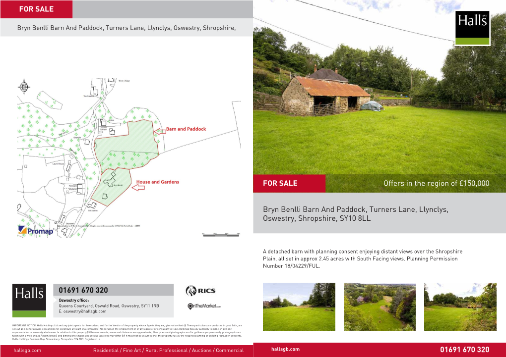 Offers in the Region of £150,000 Bryn Benlli Barn and Paddock, Turners