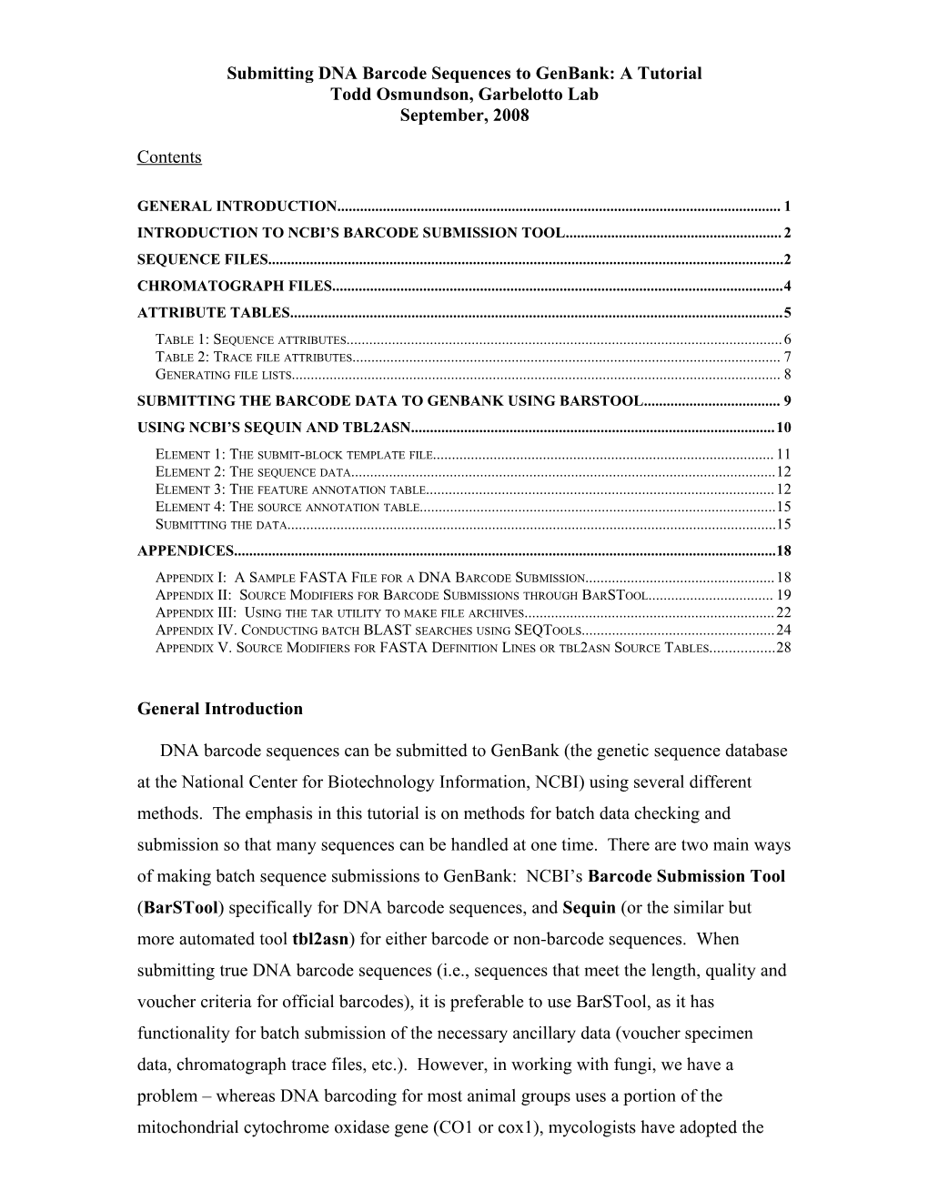 Submitting DNA Barcode Sequences To Genbank: A Tutorial