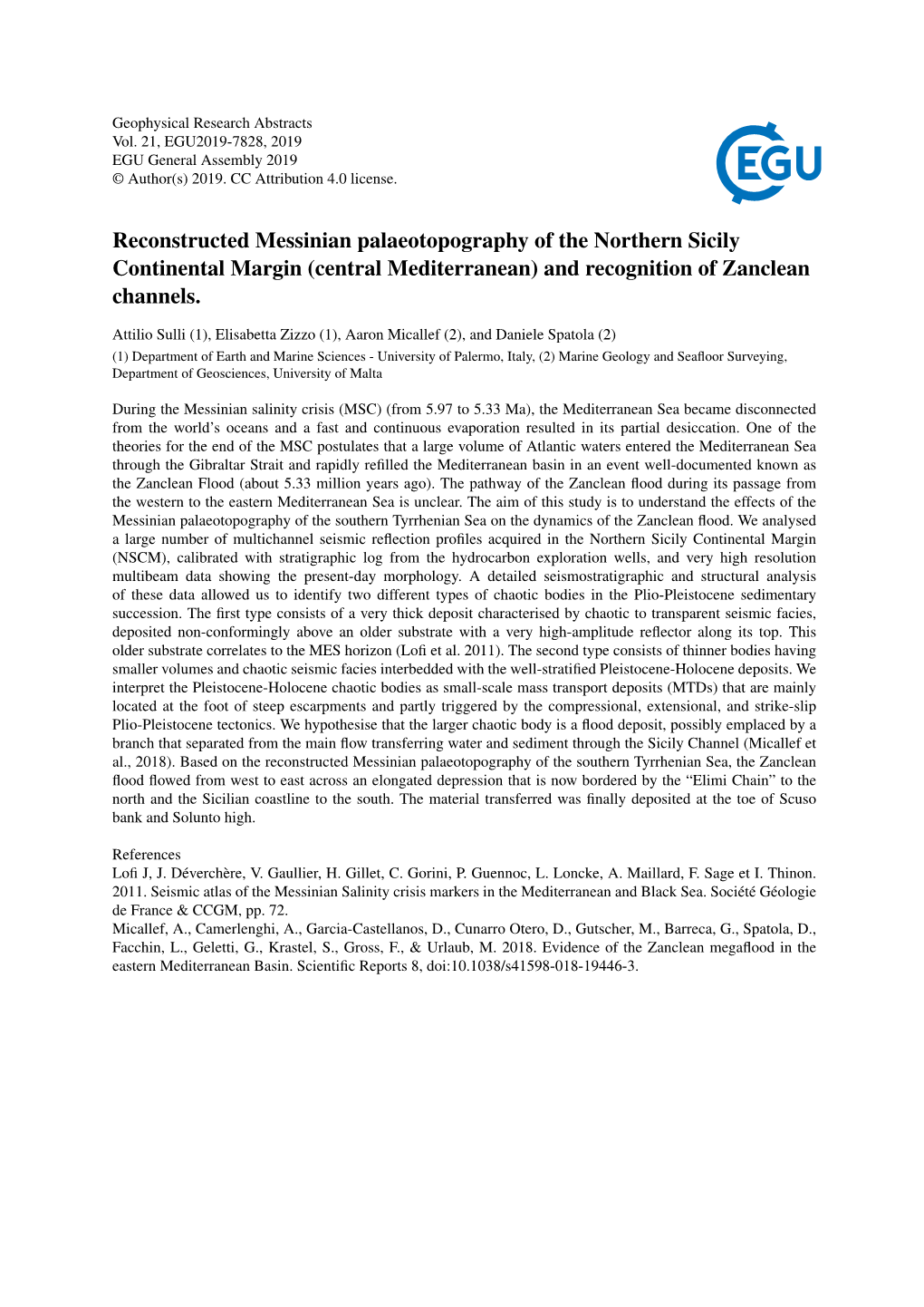 Reconstructed Messinian Palaeotopography of the Northern Sicily Continental Margin (Central Mediterranean) and Recognition of Zanclean Channels