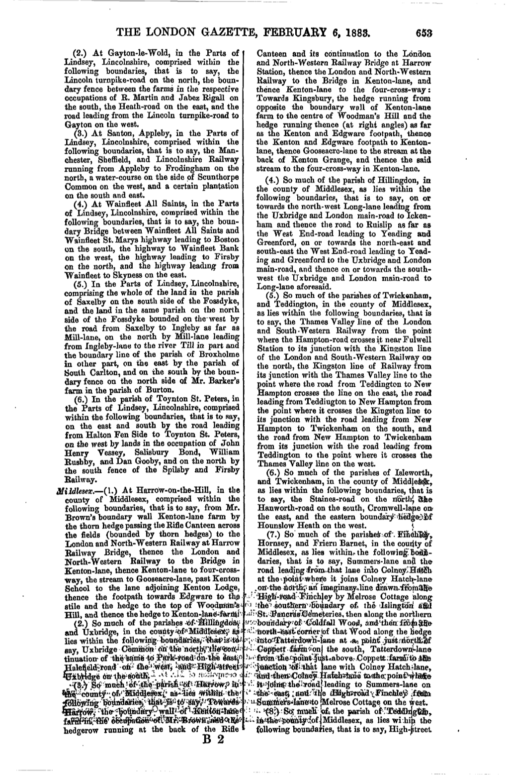 The London Gazette, Febeuaky 6, 1883. 653