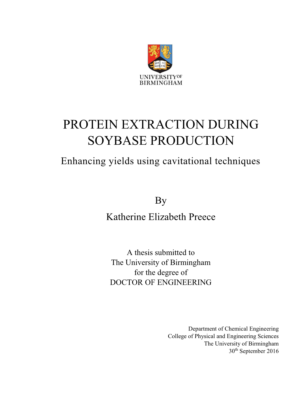 PROTEIN EXTRACTION DURING SOYBASE PRODUCTION Enhancing Yields Using Cavitational Techniques